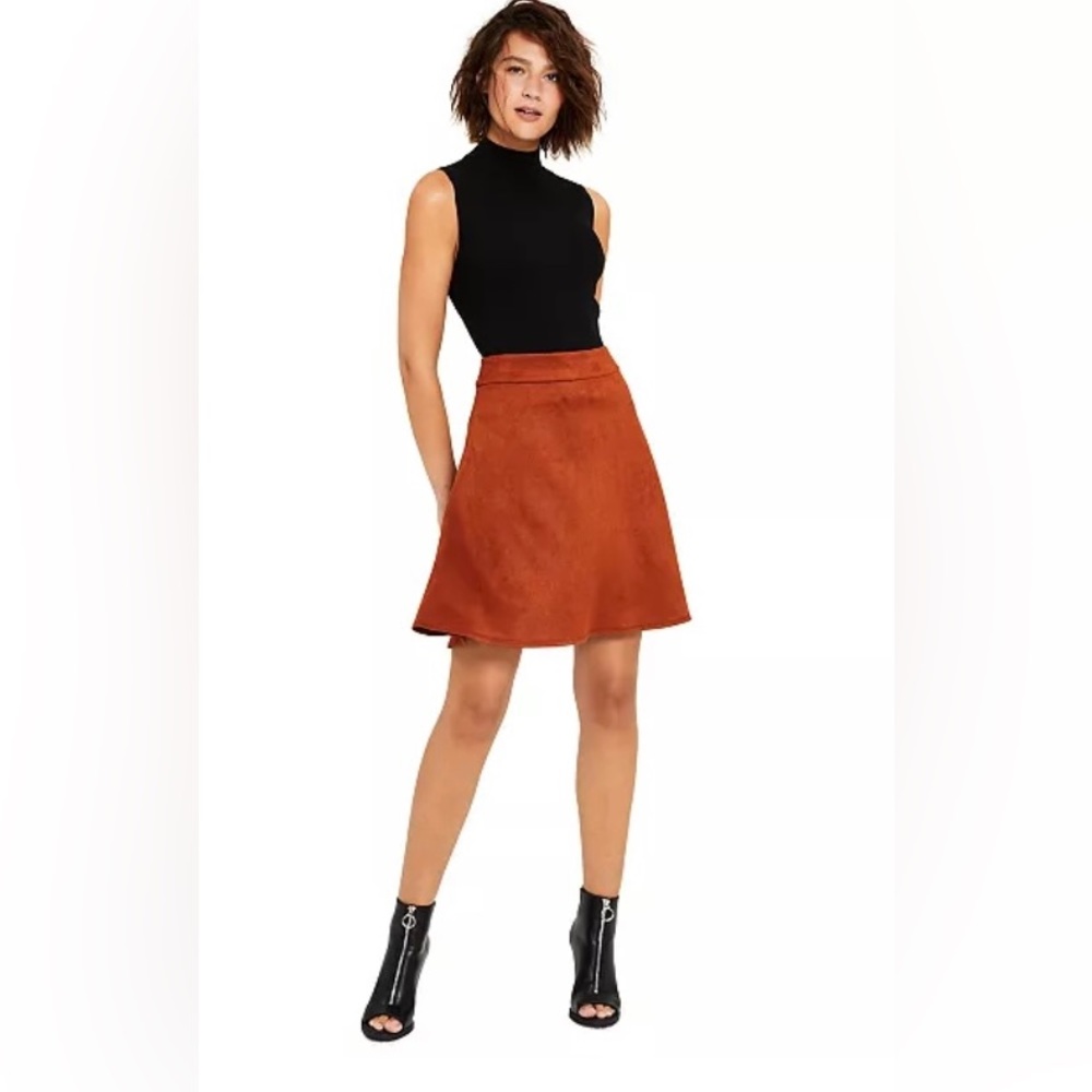 Bar lll Suade Dark Clay A Line High Rise Mini Skirt Size 0 - Picture 1 of 13